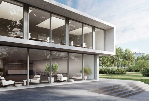 SD-Aussenansicht Buerogebaeude mit Glasfront