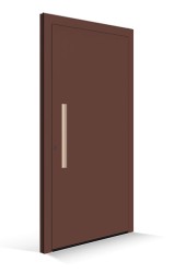 Le Corbusier voordeur - deurpaneel terre sienne brulee - handgreeplijst terre sienne pale