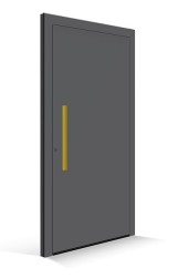 Le Corbusier voordeur - deurpaneel gris fonce 31 - greeplijst vert olive vif