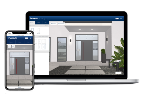 Le Corbusier Haustuer - freistehende Haustuer Anthrazit mit roter Griffmulde