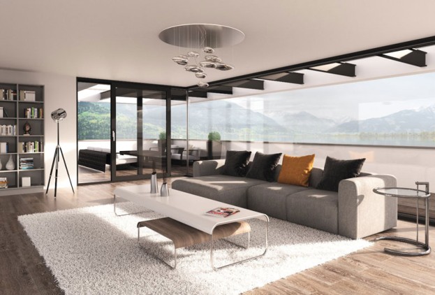 Terrassentuer-Innenansicht-Wohnzimmer-mit-Fensterfront-und-Schiebetuer