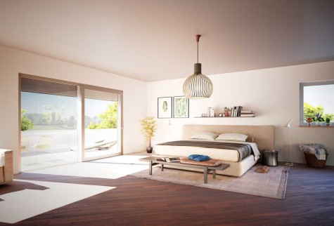 Terrassentuer-Schlafzimmer Innenansicht