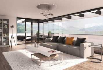 Modernisierung-Wohnzimmer mit Fensterfront Innenansicht