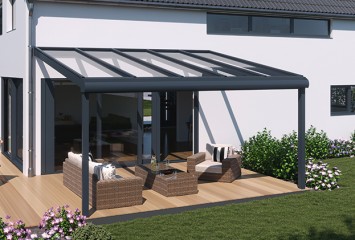 Modernisierung-Terrassenüberdachung mit Terrassenmoebel