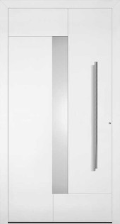 Haustuerfuellung-freigestellte Haustuer geschlossen Adeco Kora weiss Griffleiste rechts