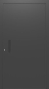 Haustuerfuellung-freigestellte Haustuer geschlossen Le Corbusier schwarz mit kurzer Griffleiste