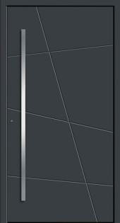 Haustuerfuellung-freigestellte Haustuer geschlossen Le Corbusier schwarz mit kurzer Griffleiste