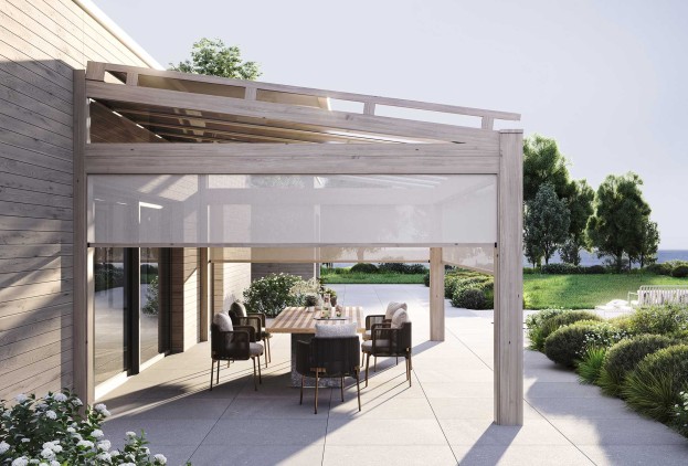 Ueberdachung mit Holzfassade